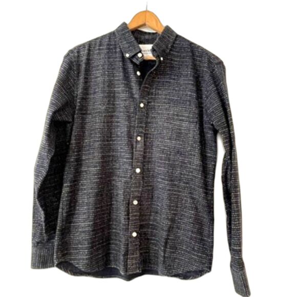 Corridor Dark Blue Patterned  Men's Dress Shirt Button Front 100% Cotton Pocket - Picture 1 of 6